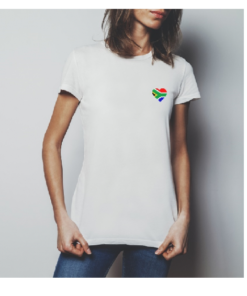 T-Shirt Women's South African Flag Heart (Black shirt, SA heart flag)