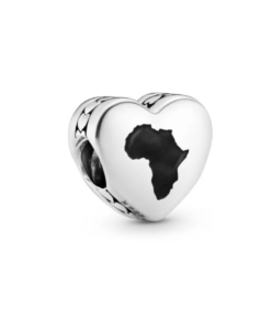 EULORA Charm - Africa Map Black Heart (Pandora Compatible)